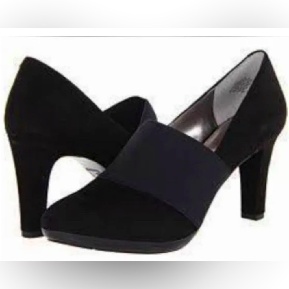 Anne Klein Caileen Black Suede Heels 10 M